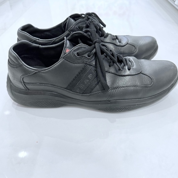 Prada Men's Black Leather Sneakers - Picture 3 of 7